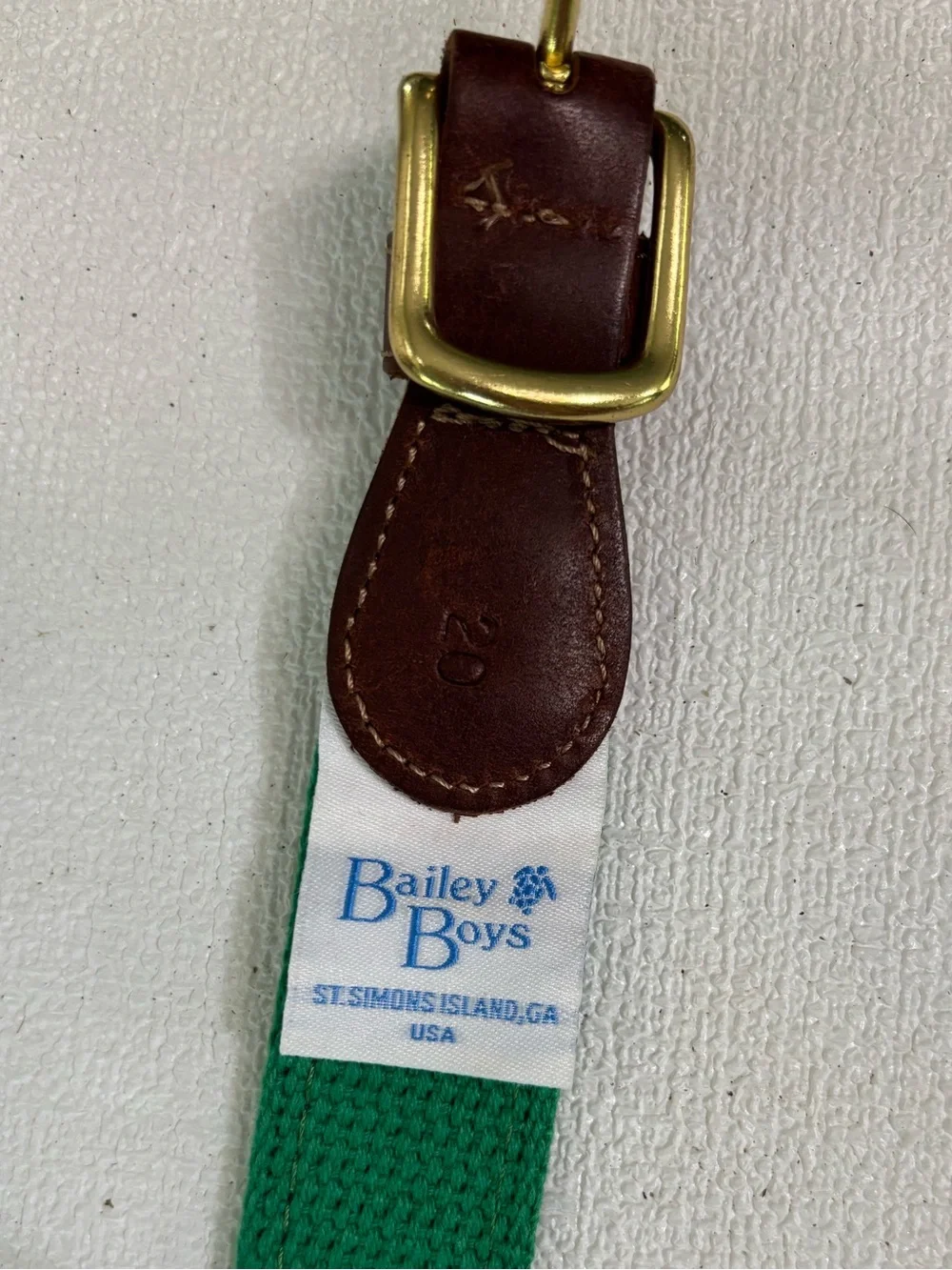 Kids Green Tractor Pattern Belt with Brown Leather Accents